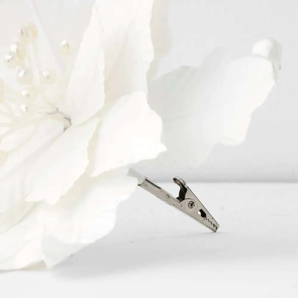 Noelle White Poinsettia Clip – Large Elegant Floral Tree Decoration 5 Noelle White Poinsettia Clip – Large Elegant Floral Tree Decoration - Image 3