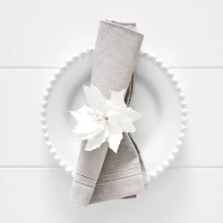 Noelle Poinsettia Napkin Ring White