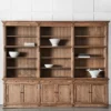 Obernai 3 Section Large Library Cabinet in Natural Timber - Handcrafted Study Bookshelf