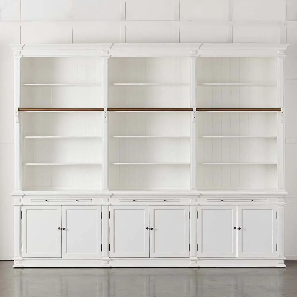 Obernai 3 Section Library White - Classic Handcrafted Large Painted Bookcase with Adjustable Shelves 4 Obernai 3 Section Library White - Classic Handcrafted Large Painted Bookcase with Adjustable Shelves - Image 2